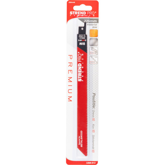 Virzuļzāģa asmens Strend Pro SBM-613, 225/0,90 mm, metāls&koks, BIM, S1122VF, 5gab Virzuļzāģa asmens Strend Pro SBM-613, 225/0,90 mm, metāls&koks, BIM, S1122VF, 5gab