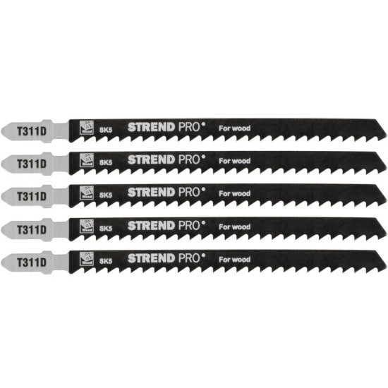 Пилка лобзика Strend Pro T311D 132 мм, 6z, по дереву, упак. 5 шт.