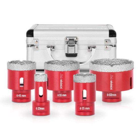 Набор коронок алмазных Strend рro рremium DсB11S5, 20-35-45-55-68 мм, M14