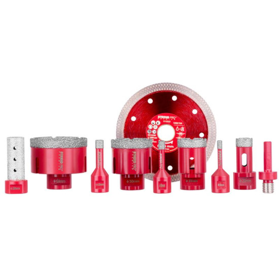 Набор коронок алмазных Strend рro рremium, 6-8-10-20-35-50-68 мм, переходник, диск, М14,