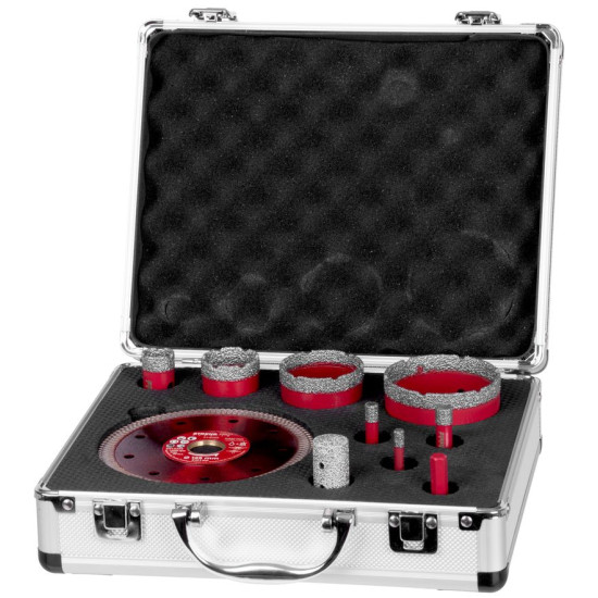 Набор коронок алмазных Strend рro рremium, 6-8-10-20-35-50-68 мм, переходник, диск, М14,