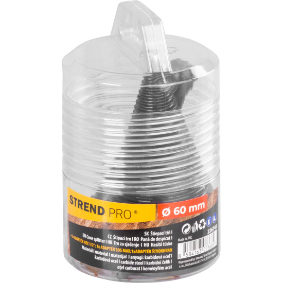 Strend Pro mandrel, splitting wedge, cone, 60 mm, 3x adapter, for wood