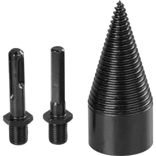 Strend Pro mandrel, splitting wedge, cone, 42 mm, HEX 1/2" and SDS+ adapters, for wood