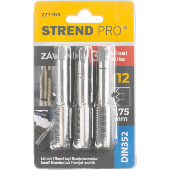 Vītņu urbis Strend Pro, M12, 1.75 mm, DIN352, iepakojums 3 gab
