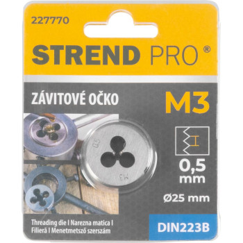 Strend Pro Vītņu ripa, M3x0.5 mm, 25 mm Metriskā vītne Diametrs, DIN223B Strend Pro Vītņu ripa, M3x0.5 mm, 25 mm Metriskā vītne Diametrs, DIN223B