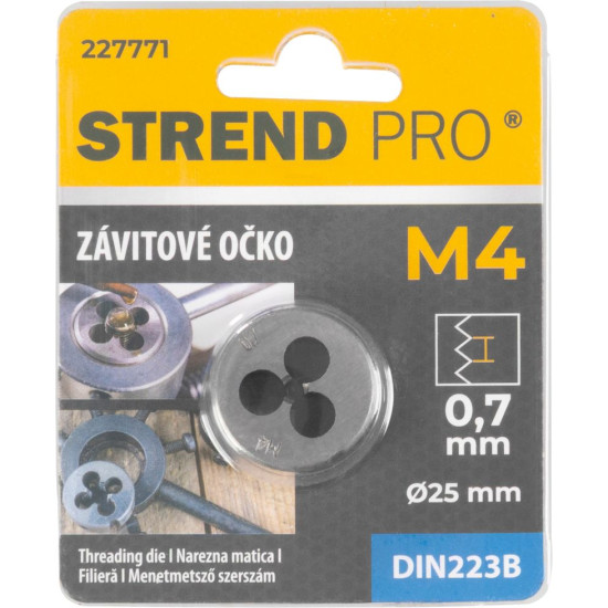 Strend Pro die, threaded, M4x0.7 mm, metric thread diameter 25 mm, DIN223B Strend Pro die, threaded, M4x0.7 mm, metric thread diameter 25 mm, DIN223B