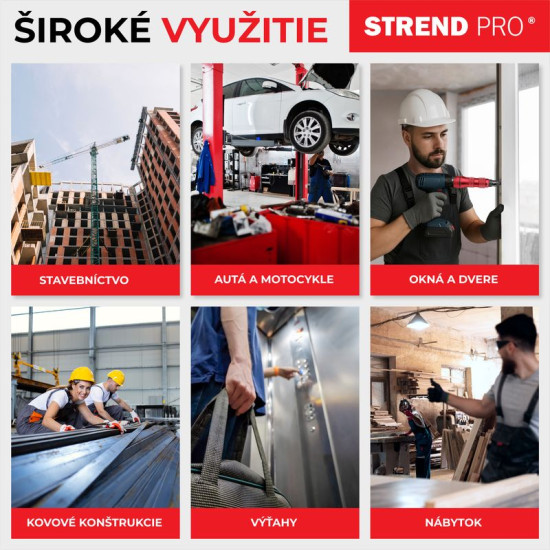 Stiprinājums urbjam Strend Pro Premium, 1/4", 2,4 - 6,4 mm kniedēšanai, plīstošām kniedēm, gadījumā