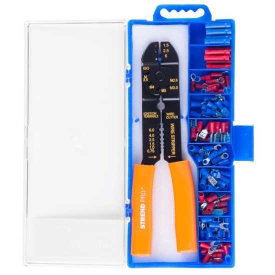 Strend Pro AWS 302 pliers, blanking + set of 100 electrician's terminals