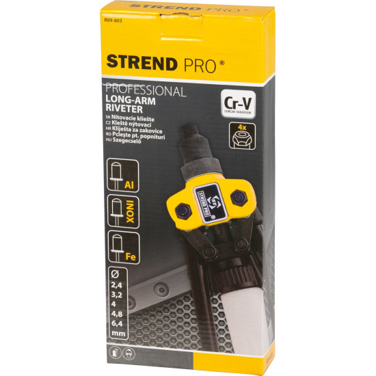 Long arm riveter 310mm Strend Pro, with bowl, 2,4mm - 4,8mm, Cr-V, Cu, Al, Inox, Long arm riveter 310mm Strend Pro, with bowl, 2,4mm - 4,8mm, Cr-V, Cu, Al, Inox,