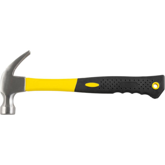 Молоток - гвоздодер Strend рro 450 г, фиброручка  из TрR