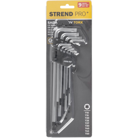 TORX atslēgu komplekts 9gab, Strend Pro, T10-T50mm TORX atslēgu komplekts 9gab, Strend Pro, T10-T50mm