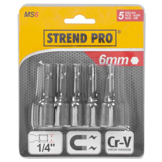 Головка саморезов с магнитом Strend Pro MS84, 6 мм, 1/4",  5 шт.