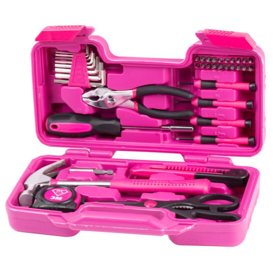 Набор инструментов женский LADIES PINK SET01, 39 предметов, розовый, в чемодане