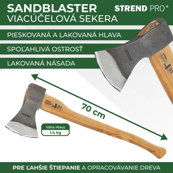 Топор 1400г Sаndblаster с деревянной ручкой 700мм