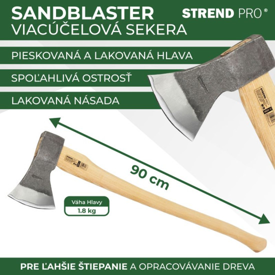 Топор 1800г Sаndblаster с деревянной ручкой 900мм