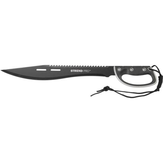 Mačete Strend Pro Tactical, ar futlāru, ar zāģi, ar roku aizsargiem, melns, 61 cm Mačete Strend Pro Tactical, ar futlāru, ar zāģi, ar roku aizsargiem, melns, 61 cm