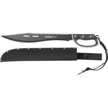 Мачете Strend Pro Tactical, в футляре, с пилой, с защитой рук, черный, 61 см