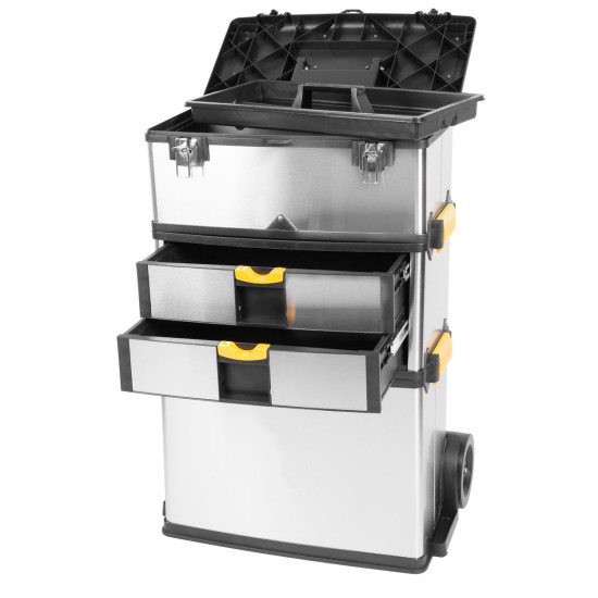 Rullīšu instrumentu kaste, 570x350x830 mm Strend Pro, PVC+Nerūsējošais tērauds, ar riteņiem, maks. 36kg, 3gab