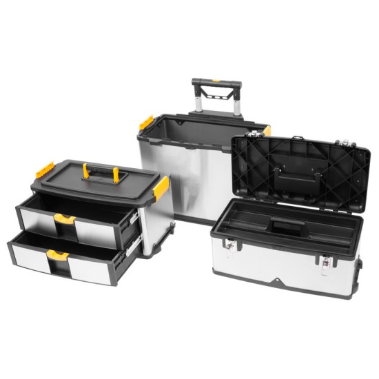 Rullīšu instrumentu kaste, 570x350x830 mm Strend Pro, PVC+Nerūsējošais tērauds, ar riteņiem, maks. 36kg, 3gab