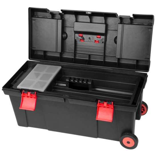 Plastmasas instrumentu kaste
660x300x320mm regulējams rokturis
- ar riteņiem, maks. 15 kg