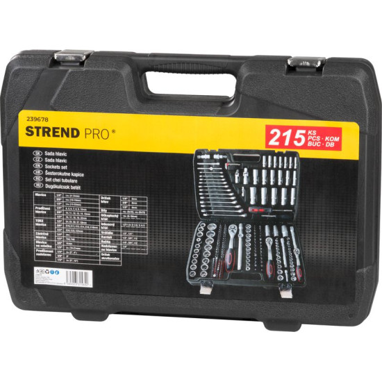 Tools set Strend Pro CUBE 221, 215 pcs 1/2"+1/4"+3/8"