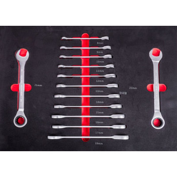Strend Pro S239 socket, 13 workshop, ratchet eye-fork spanners, for workshop trolley Strend Pro S239 socket, 13 workshop, ratchet eye-fork spanners, for workshop trolley