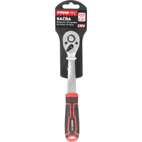 Трещотка Strend Pro Premium ComfortGrip DL300, 3/8", с рычагом, 205 мм, 72z