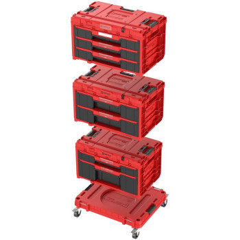 Box QBRICK® System ONE Workshop Red - Cart, 3x Toolbox, 4-piece set of tool boxes