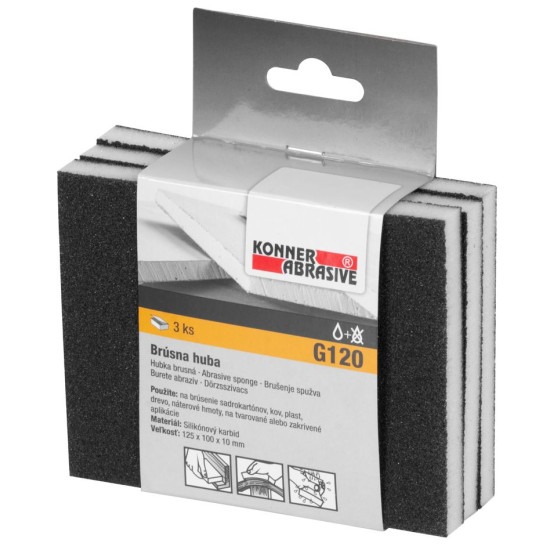 Губка шлифовальная KONNER G120, 125x100x10 мм