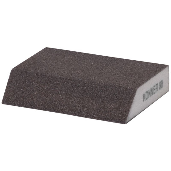 Sponge KONNER G80, 125x90x65x25 mm, sanding sponge, beveled