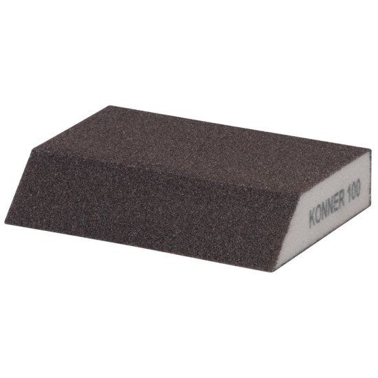 Sponge KONNER P100, 125x90x65x25 mm, sanding sponge, beveled