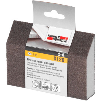 Губка KONNER G120, 125x90x65x25 мм, шлифовальная, скошенная