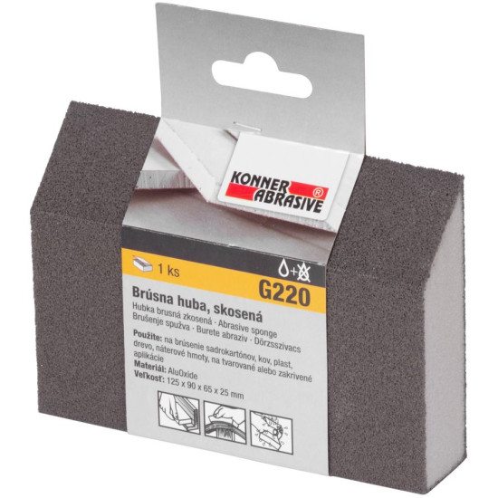 Sponge KONNER G220, 125x90x65x25 mm, sanding sponge, beveled