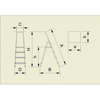 Step-ladder ALW 5 steps, red
