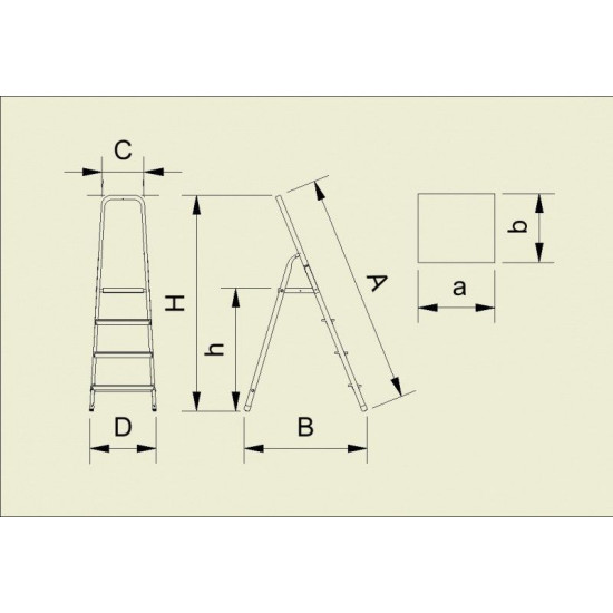 Step-ladder ALW 5 steps, red
