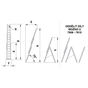 Ladder ALVE 7611 3x11, universal