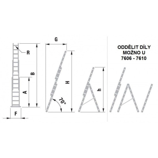 Ladder ALVE 7611 3x11, universal