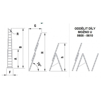 Ladder ALVE 8615, 3x15, universal