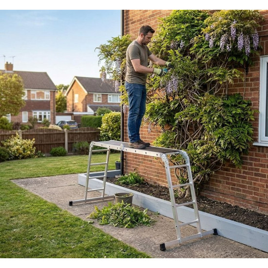 Лестница с площадкой Strend Pro DP-U 4x3, Alu, EN 131, макс. 3,46 м/150 кг