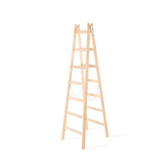Лестница Strend Pro, 7 ступеней, двойная, крашенная, деревянная, 2,26 м, макс. 150 кг