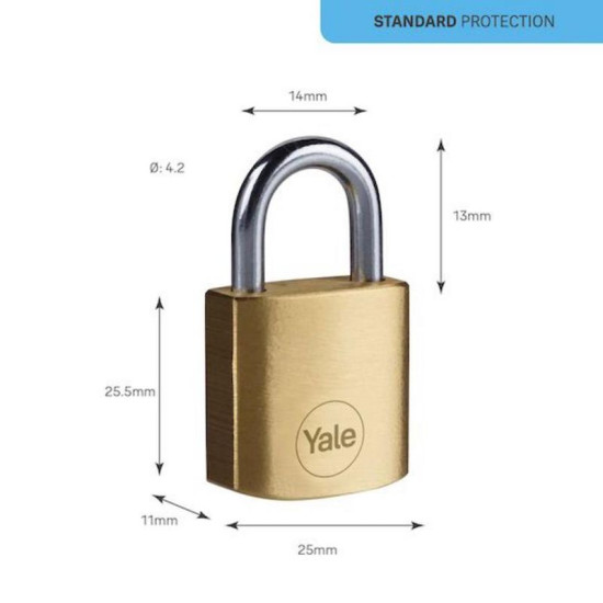 Yale lock Y110B/25/113/1, Standard Security, padlock, 25 mm, 3 keys