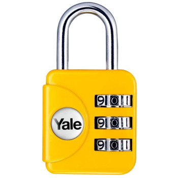 Yale lock YP1/28/121/1, padlock, travel, with numerical combination, yellow