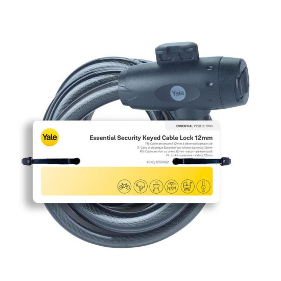 Slēdzene Yale YCK0/12/200/2, velosipēdam, ar atslēgu, 2000 mm Slēdzene Yale YCK0/12/200/2, velosipēdam, ar atslēgu, 2000 mm