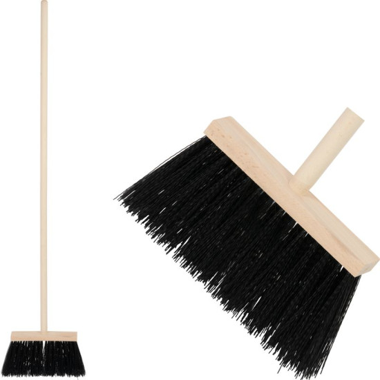 Grīdas slota 250 mm (MELNA) + koka rokturis 1200 mm