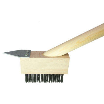 Stainless brush 100x40x35mm GECO, for interlocking pavement, wooden handle 140cm