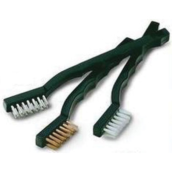 Набор мини-щеток 3шт 3х7 рядов (латунь/нержавеющая сталь/нейлоновая проволока), ручка из полипропилена