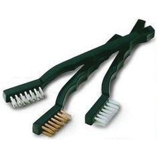 Набор мини-щеток 3шт 3х7 рядов (латунь/нержавеющая сталь/нейлоновая проволока), ручка из полипропилена