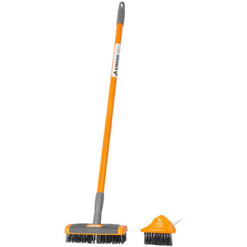 Щетка для брусчатки, щетка для сада в комплекте, Strend рro, телескопическая ручка 3x10 сm а 6x19 сm