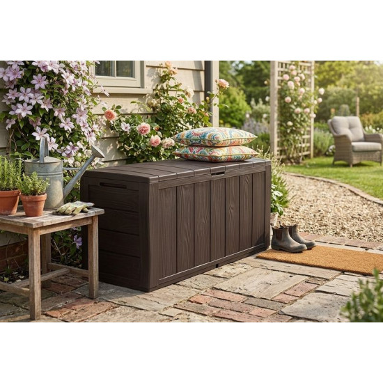 Box Keter® SHERWOOD 270L, brown, 117x45x57,5 cm, storage