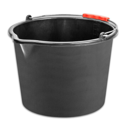 Bucket  ReCycled® 20 lit, construction, plastic, with drain, plastic handle, black